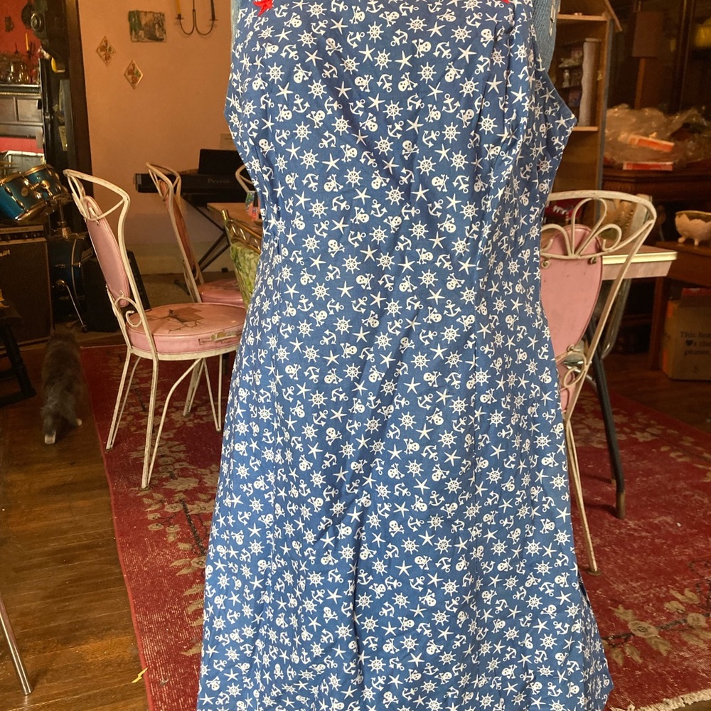 Blue Floral Sleeveless Dress